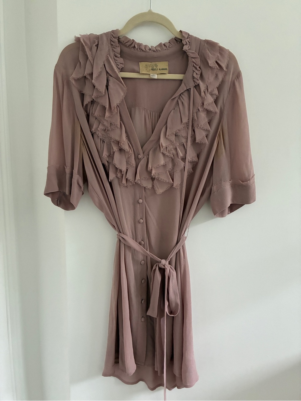 Anthropologie Ruffle Front Tunic in Dusty Mauve